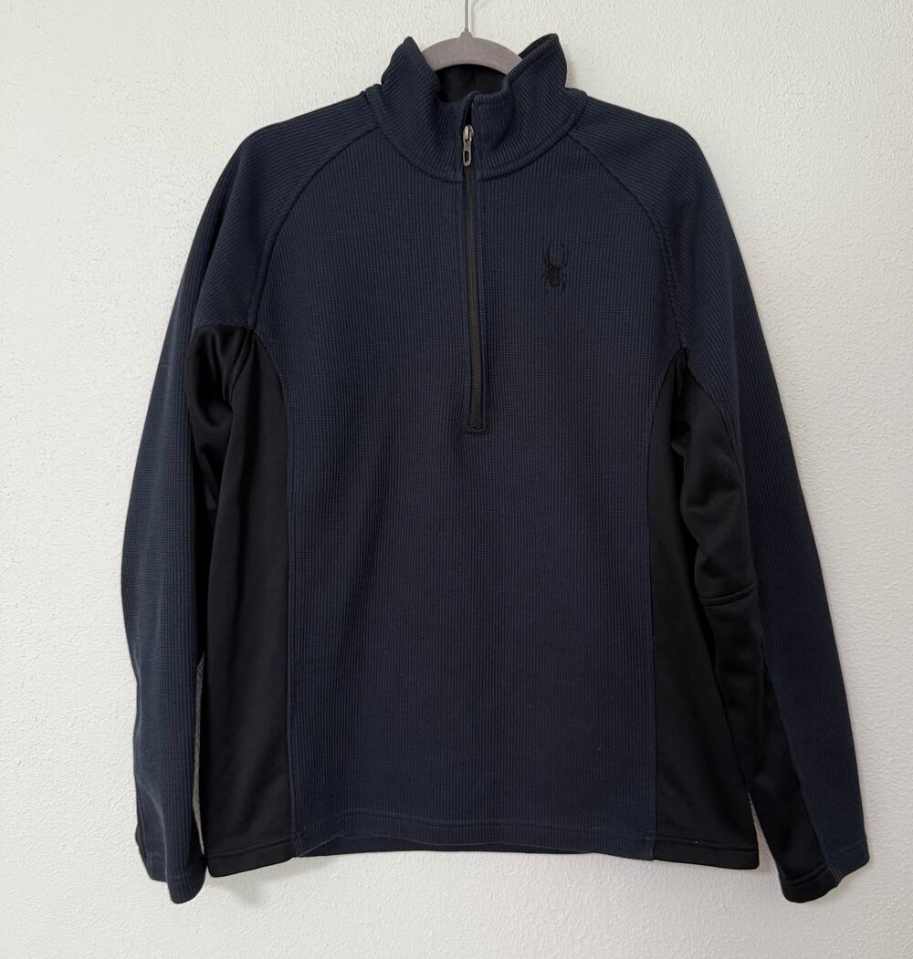 Spyder Men's Fleece Lined Navy Blue Knit Jacket Size Large